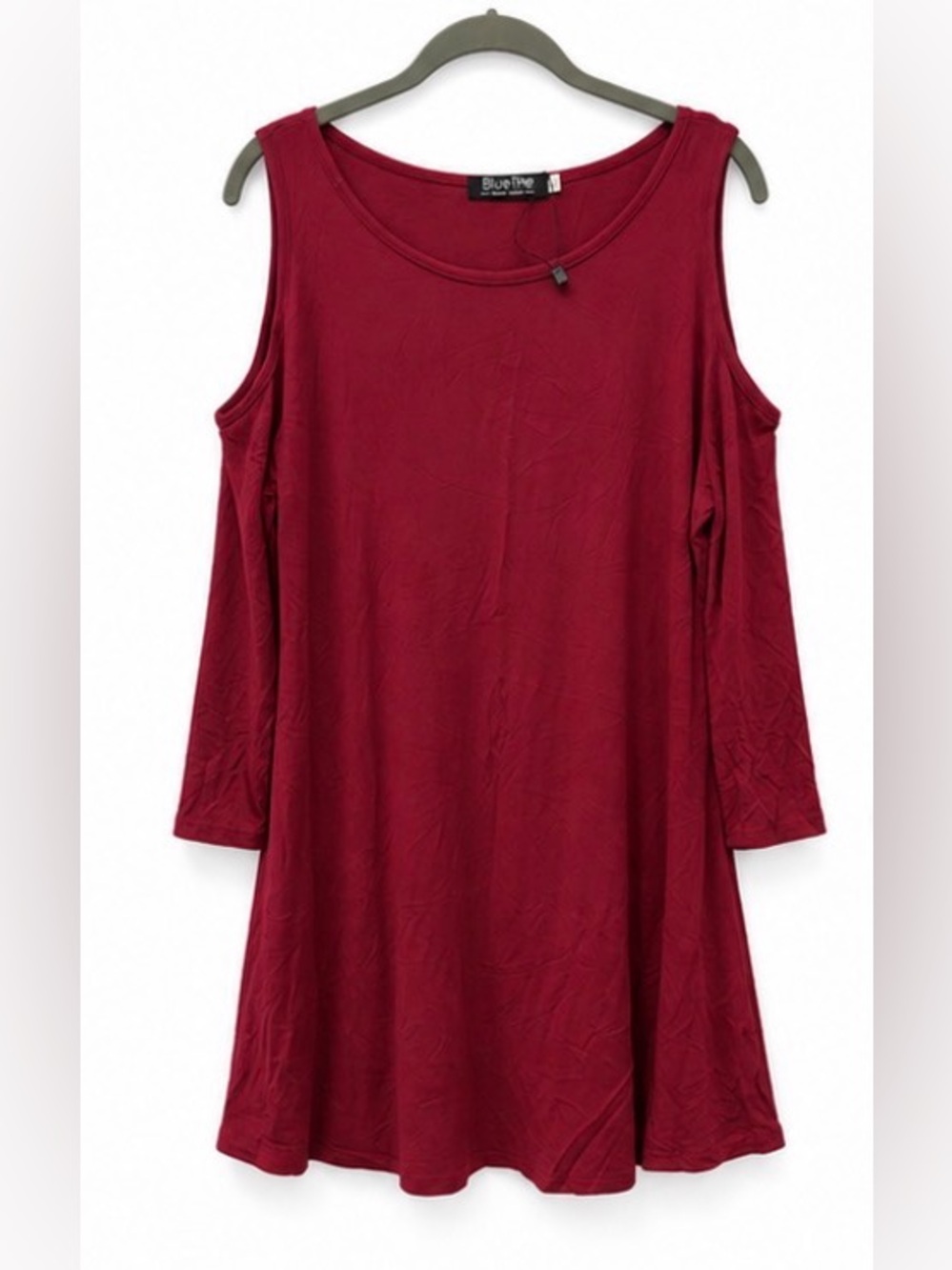 Women's Burgundy Cold-Shoulder Tunic Top